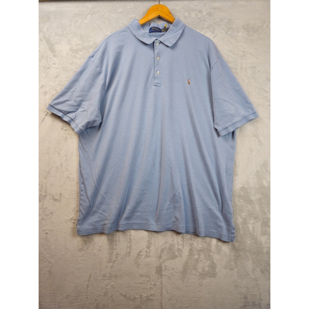 Polo Ralph Lauren Shirt Men's 3XL Blue Flesh Pony Soft Polo Short Sleeve Casual
